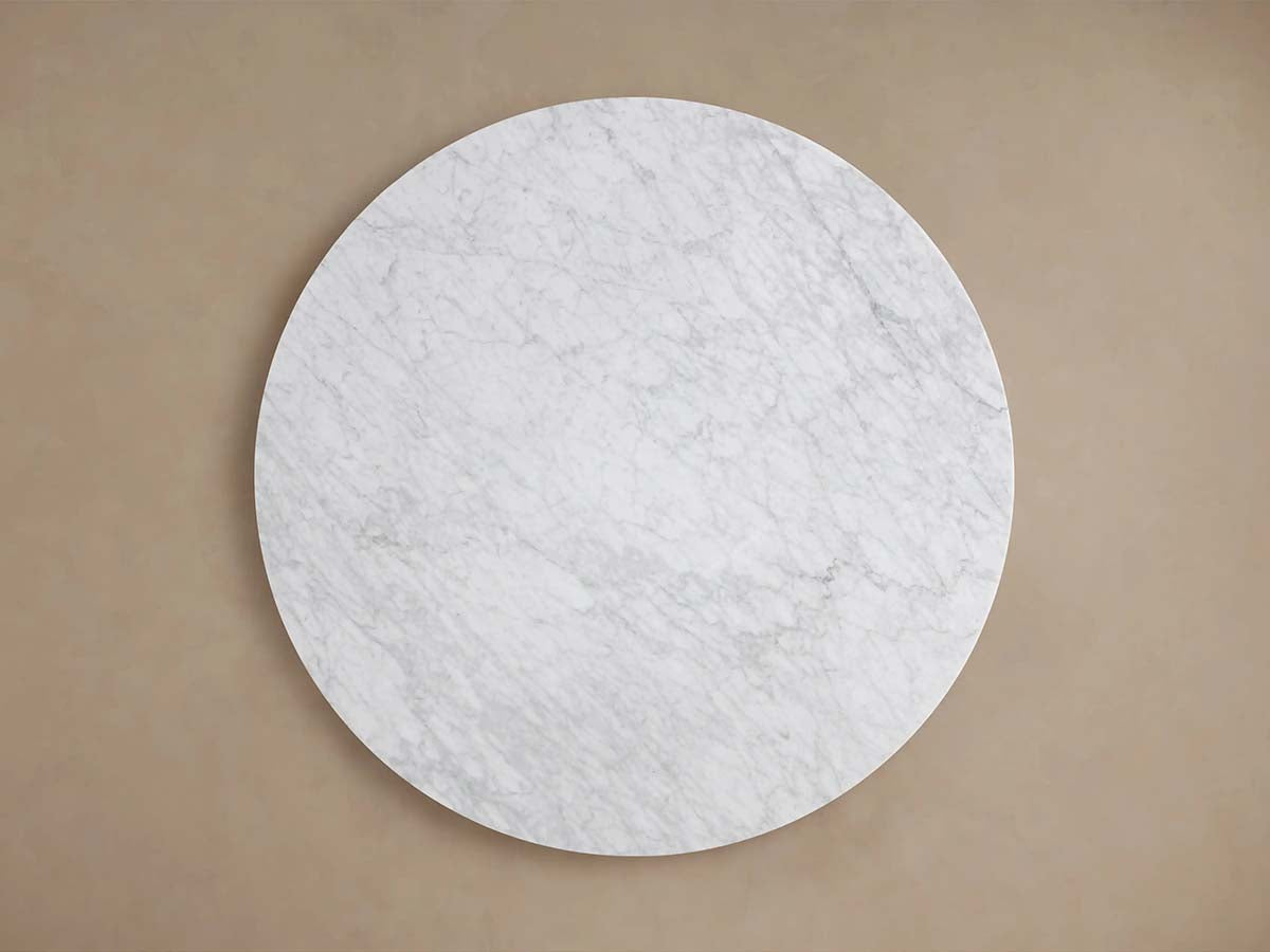 Saint Germain Round Marble Stone Dining Table with Rennes Metal Base