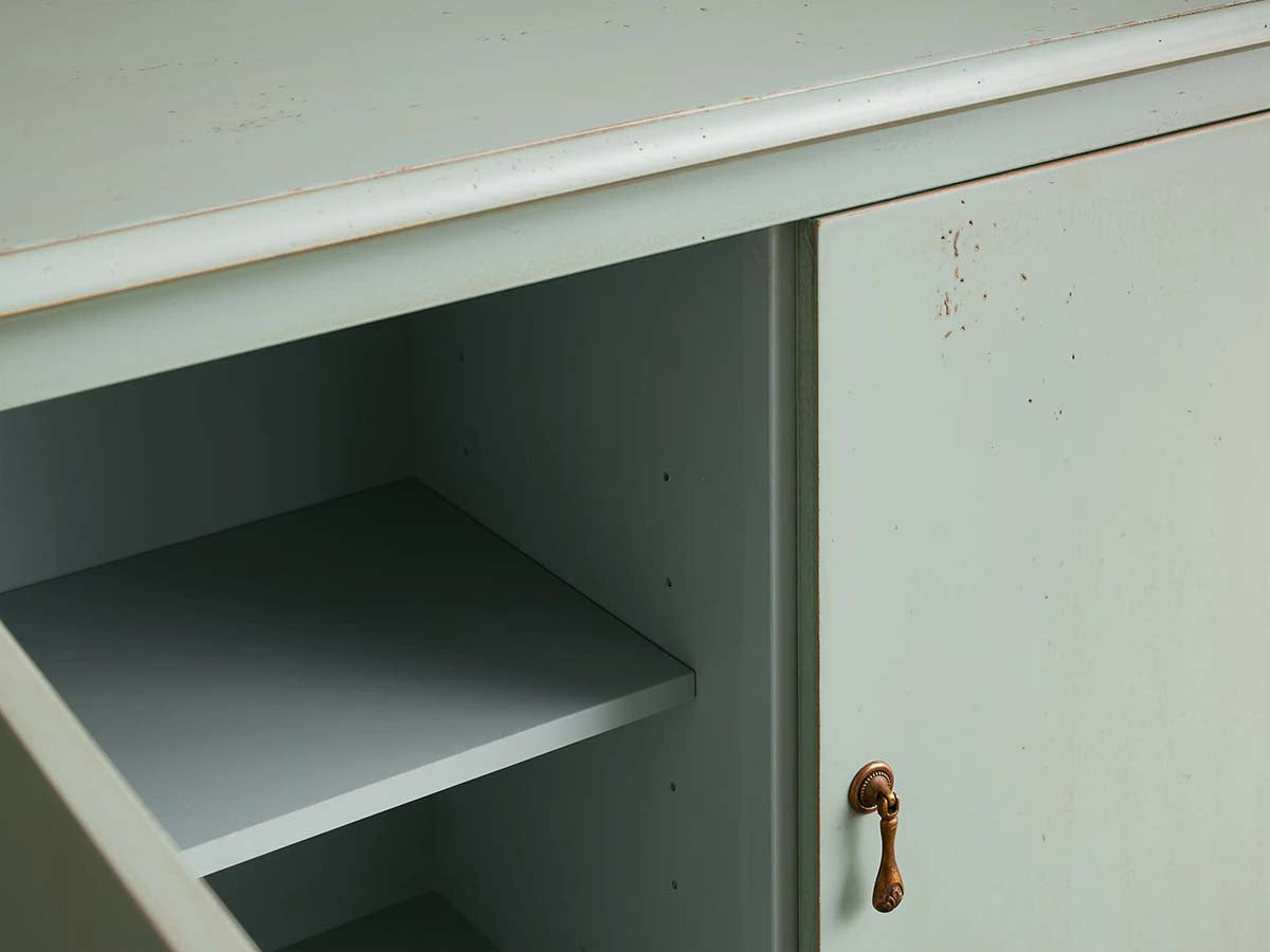 Varzi Hand-Painted Wood Storage Sideboard Antique Buffet Cabinet Tanganika