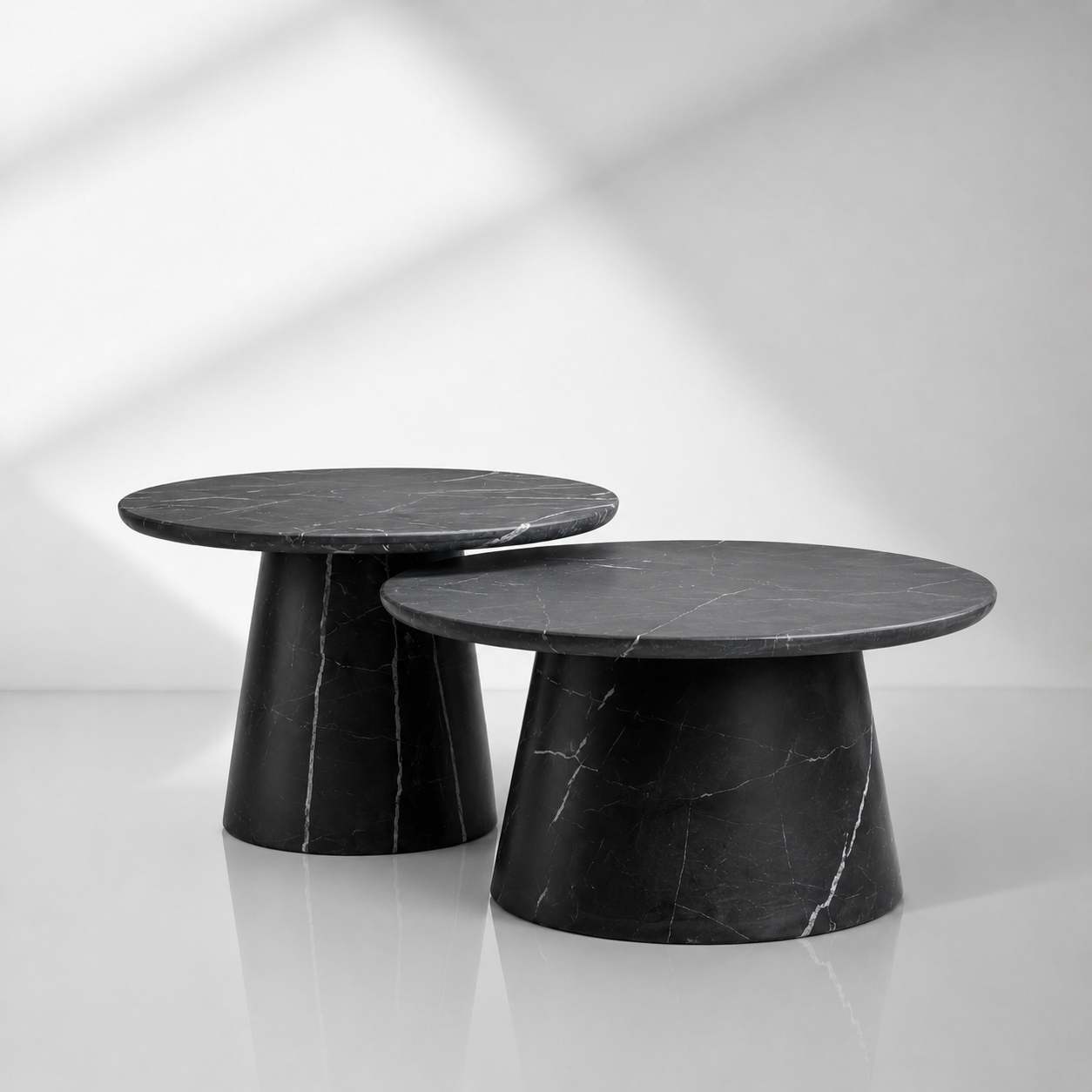 Modern Italian Marble Round Coffee Table & Nesting Set