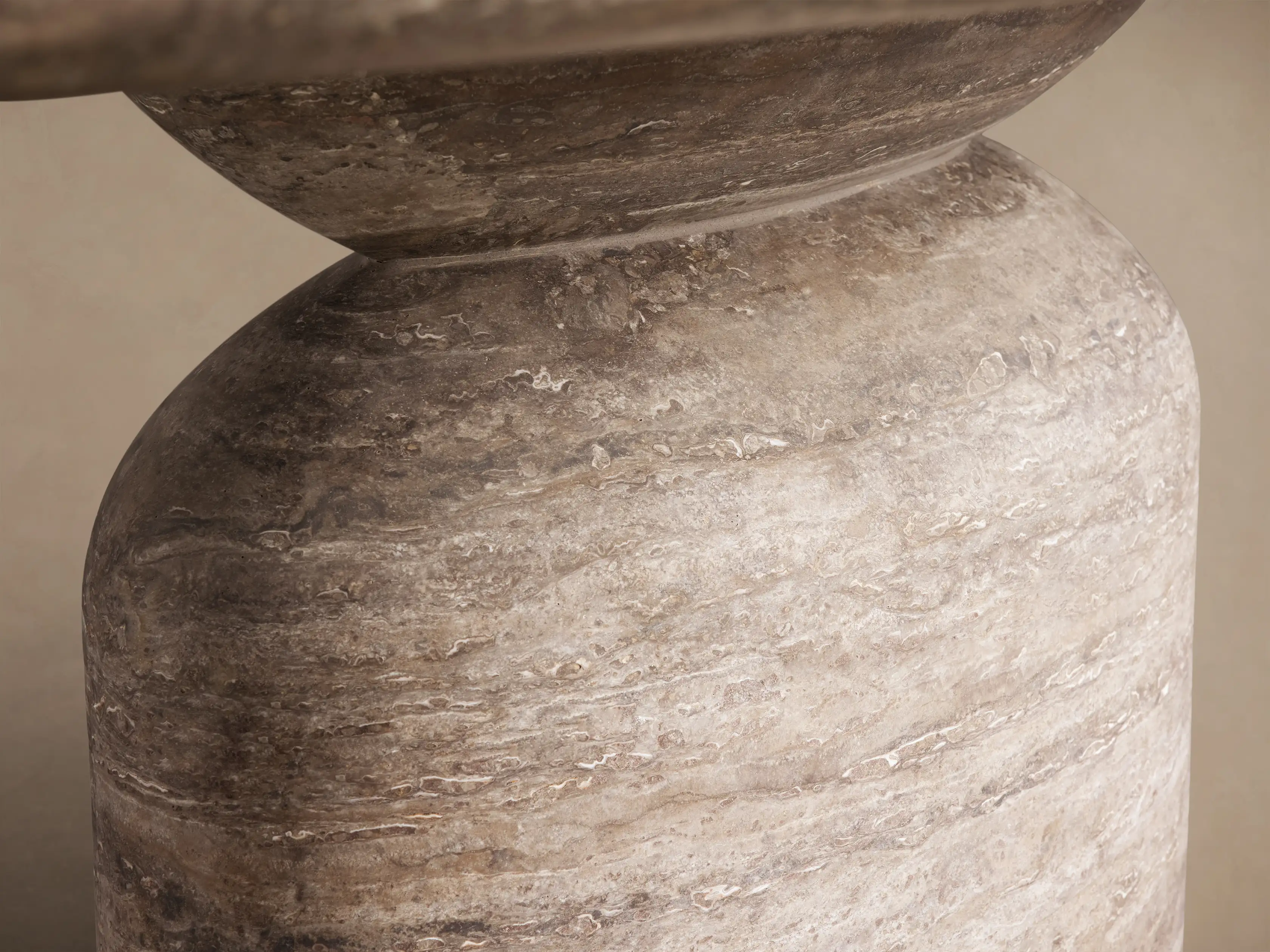 Perth Grey Travertine Oval Dining Table