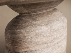 Perth Grey Travertine Oval Dining Table