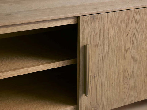 Felton Media Console Oak TV Stand Side Cabinet Television Storage Unit Wood Sideboard