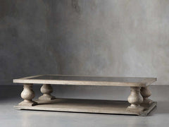 Hudson Pine Coffee Table Bluestone Inlay Cocktail Table Wood Living Room Retro Center Tea Table