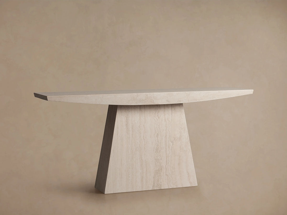 Ilaria Stone Entrance Console Table in Light Travertine Hallway Entryway Table