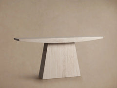 Ilaria Stone Entrance Console Table in Light Travertine Hallway Entryway Table