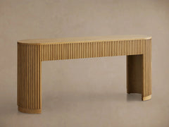 Finnley Reeded Wood Console Table Rural Hallway Entryway Table