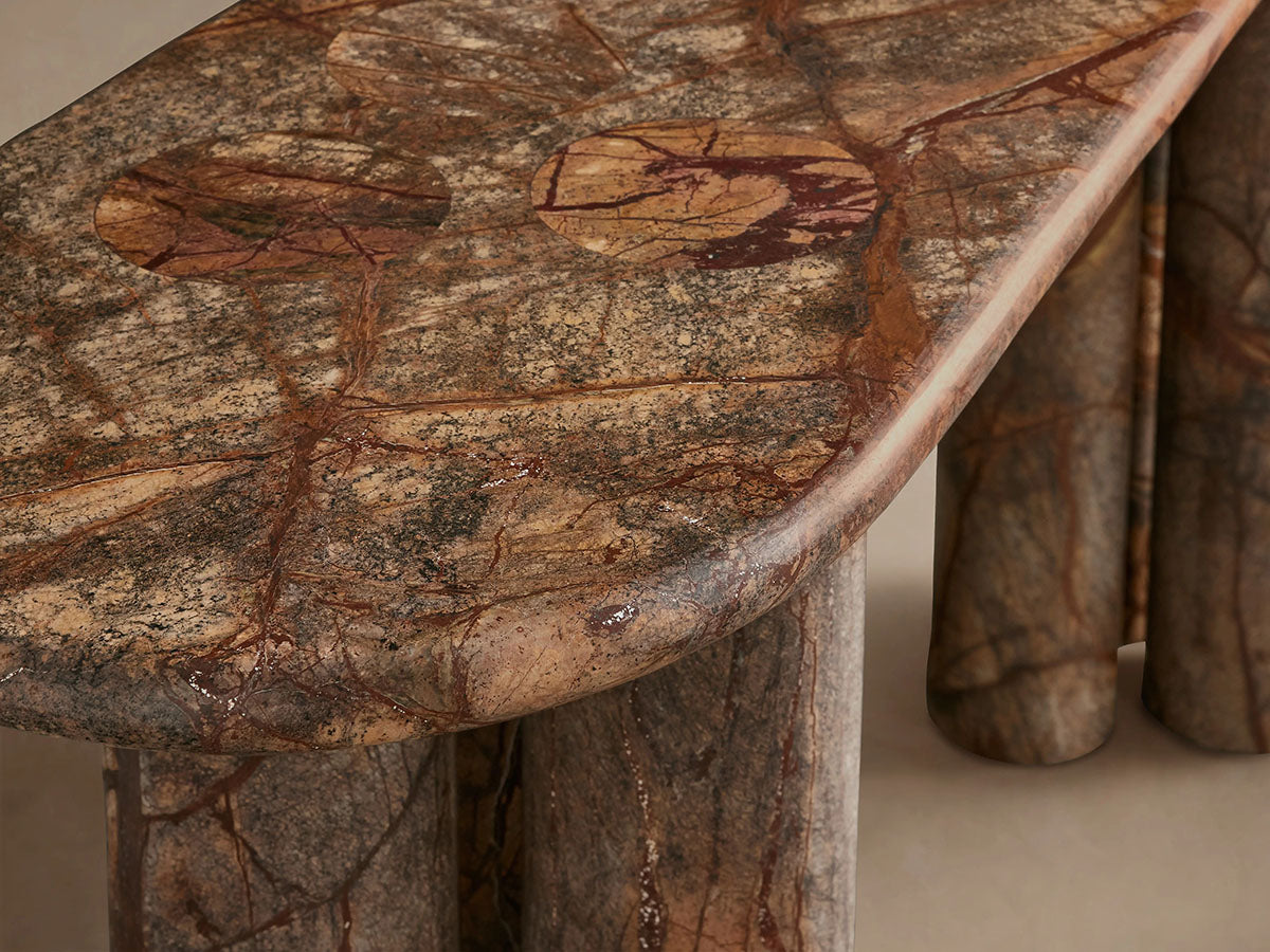 Serafin Natural Stone Entryway Console Table Vintage Hallway Entrance Table With column legs