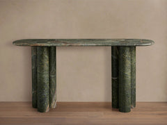 Serafin Natural Stone Entryway Console Table Vintage Hallway Entrance Table With column legs