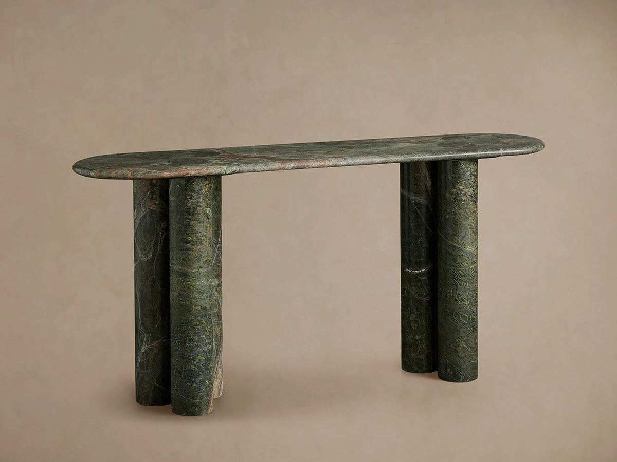 Serafin Natural Stone Entryway Console Table Vintage Hallway Entrance Table With column legs