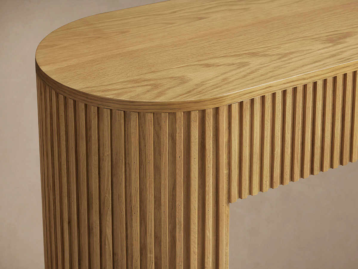 Finnley Reeded Wood Console Table Rural Hallway Entryway Table