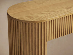 Finnley Reeded Wood Console Table Rural Hallway Entryway Table