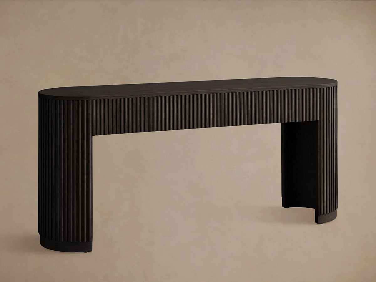 Finnley Reeded Wood Console Table Rural Hallway Entryway Table