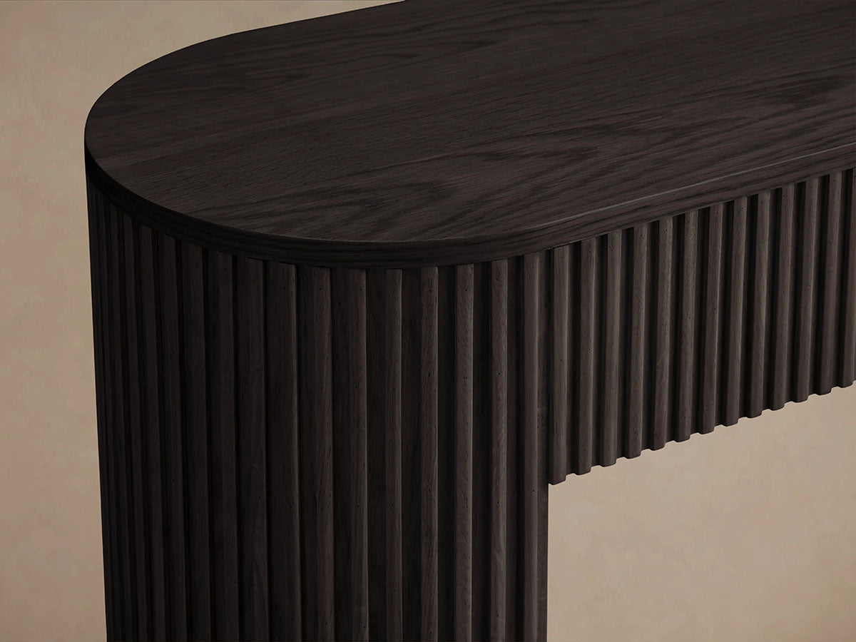 Finnley Reeded Wood Console Table Rural Hallway Entryway Table