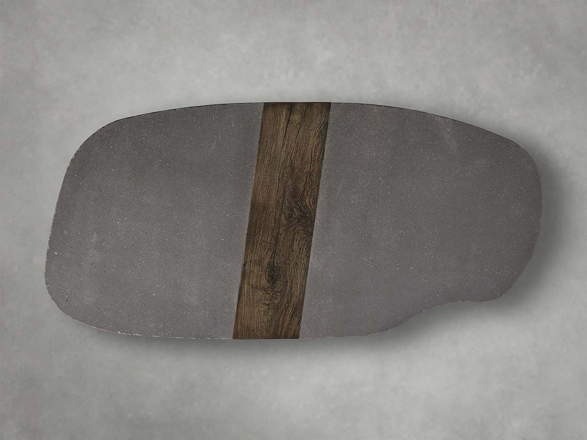 Nicco Lava Stone Top Coffee Table Wood Base Cocktail Table Living Room Luxury Center Tea Table