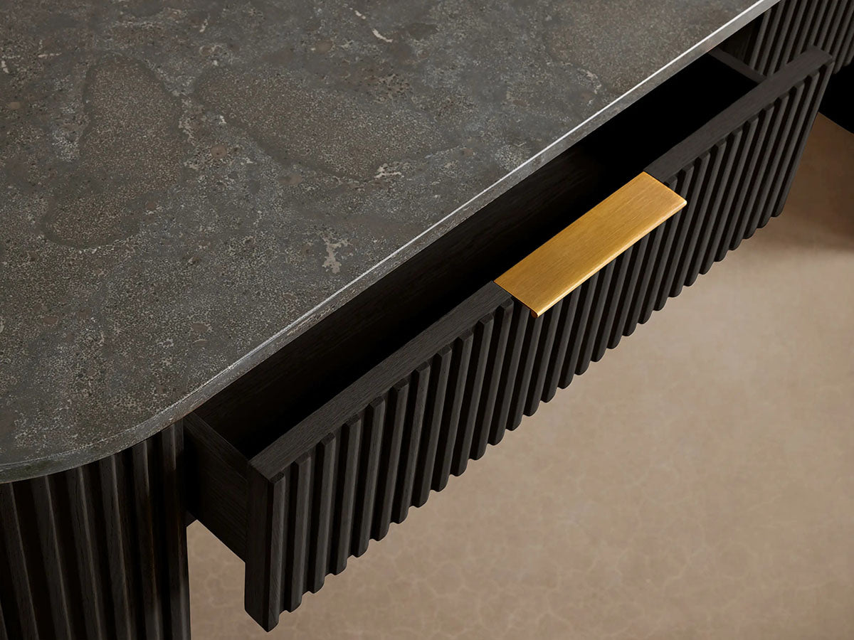 Finnley Stone Top Storage Console Solid Wood Hallway Entryway Table Entrance Cabinet With Drawers