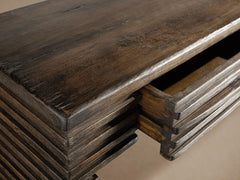 Kai Reclaimed Pine Entryway Console Storage Table Slatted Hallway Entrance Table With Drawer