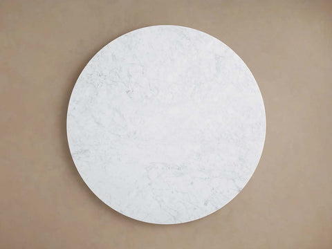 Danny Round Marble Top Coffee Table Oak Wood Base Cocktail Table Living Room Center Tea Table