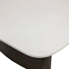 Carolin Pebbled Faux Leather Dining Table with Brushed Gold Stainless Steel Base