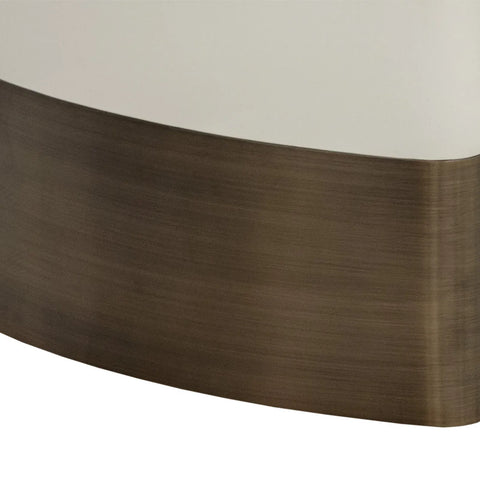 Carolin Pebbled Faux Leather Dining Table with Brushed Gold Stainless Steel Base