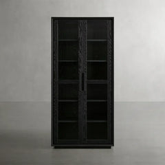Willow Wood Tall Display Storage Cabinets Clean-Line Design
