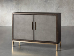 Malone Two-Door Wood Buffet Cabinet Sideboard With Leather Accents