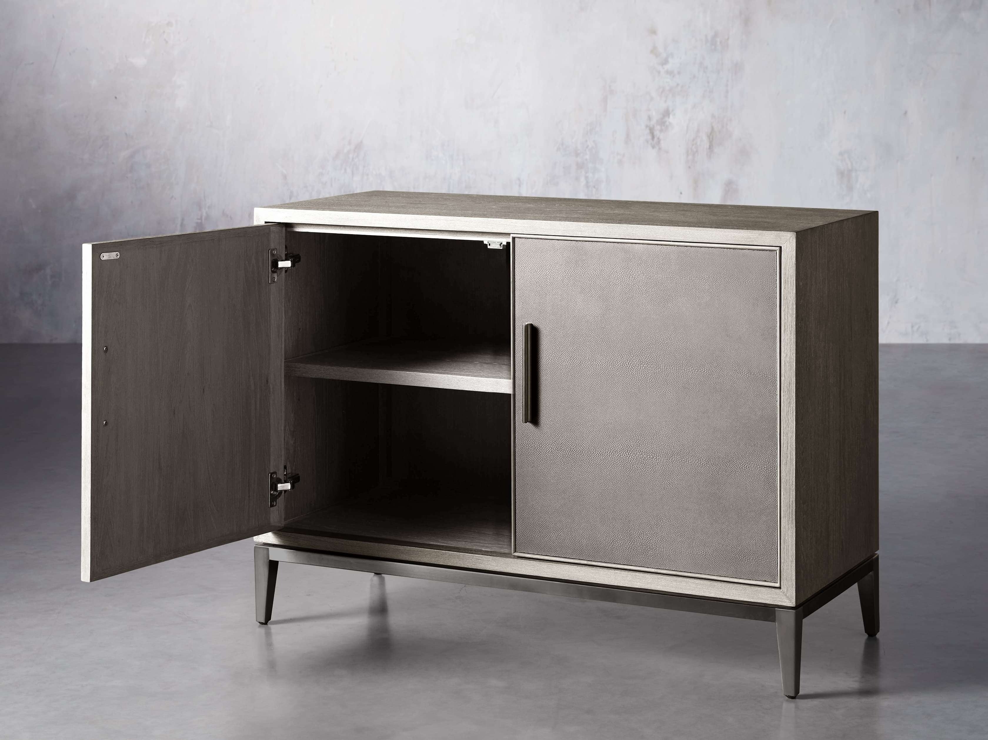 Malone Two-Door Wood Buffet Cabinet Sideboard With Leather Accents