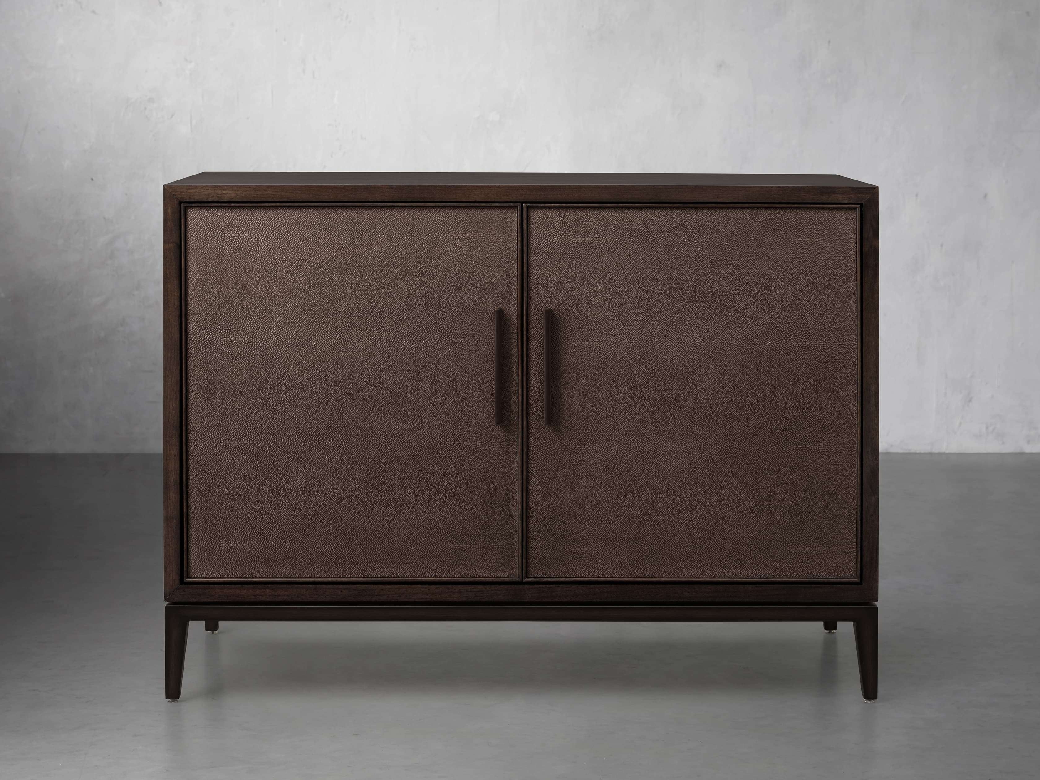 Malone Two-Door Wood Buffet Cabinet Sideboard With Leather Accents