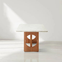 Italian Carrara Marble Elliot Dining Table with Solid Oak Base