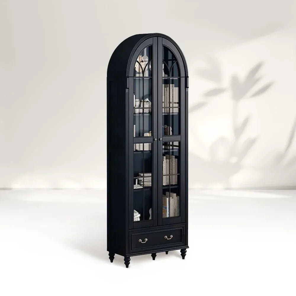 Hattie II Glass tall Display Cabinet Wood Classical European Design