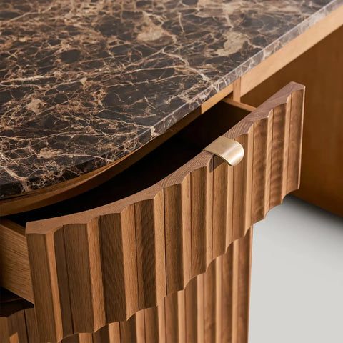 Oak Raliton Dresser With Spanish Emperador Marble Top