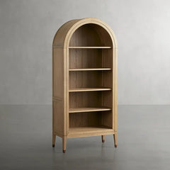 Hattie Solid Oak Open Bookcase Arch-Inspired Design Display Cabinets