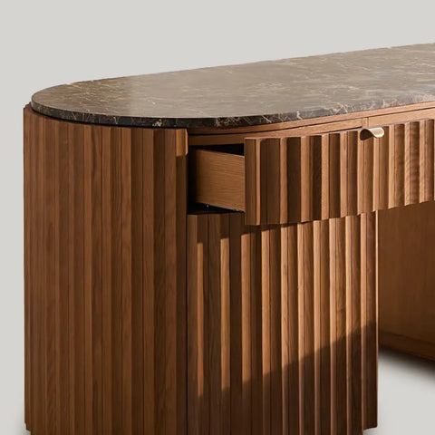 Oak Raliton Dresser With Spanish Emperador Marble Top