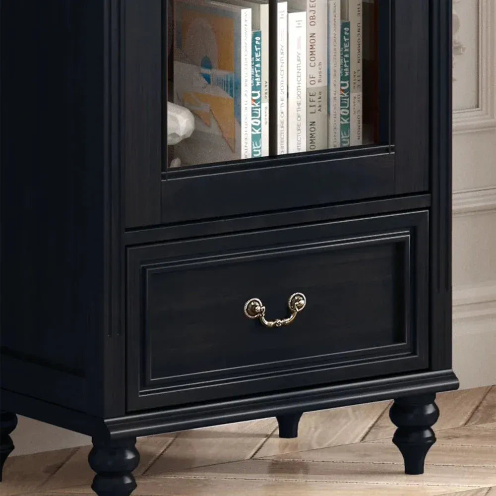 Hattie II Glass tall Display Cabinet Wood Classical European Design