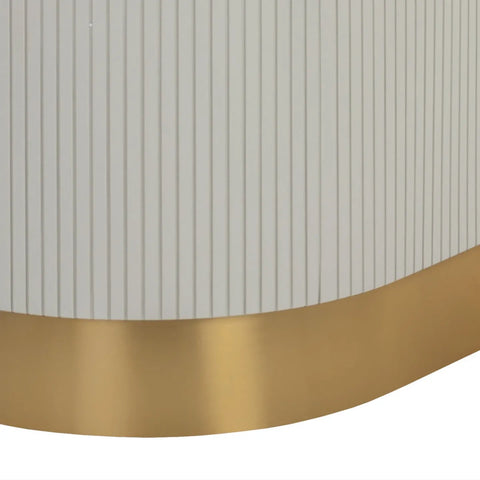 Panoso Carrara Marble Top Dining Table with Wood Reeded Base