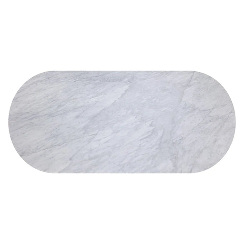 Panoso Carrara Marble Top Dining Table with Wood Reeded Base
