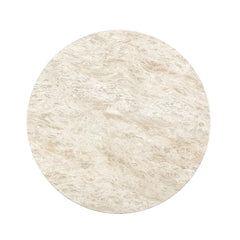 Canodi Marble Top Dining Table with Wood Fluted Base