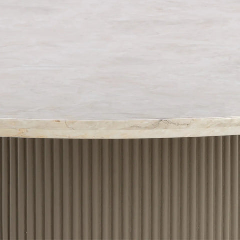 Canodi Marble Top Dining Table with Wood Fluted Base