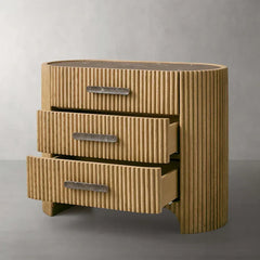 Astor Closed Wood Nightside table Nightstand Marble Top bedside Cabinet 3-Drawer Chest