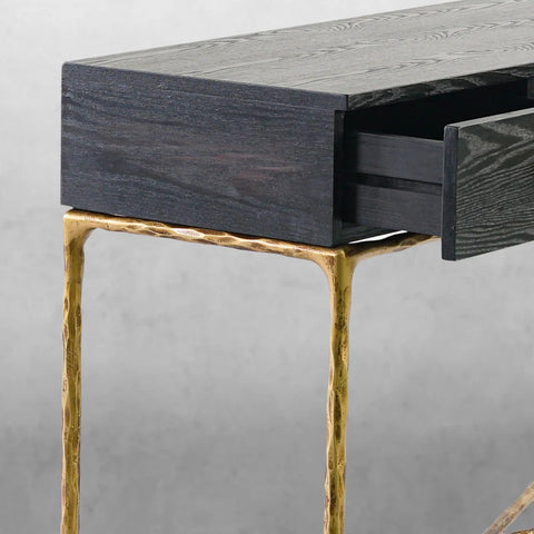 Hand-Forged Vintage Industrial Desk with 3 Drawers