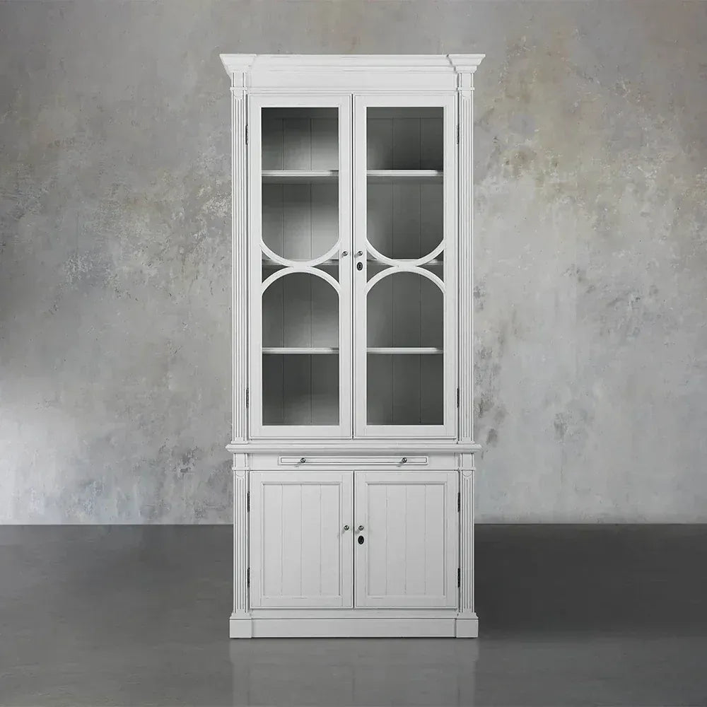 Athens Modular Display Cabinet Neoclassical Curio Bookcase with Glass Doors