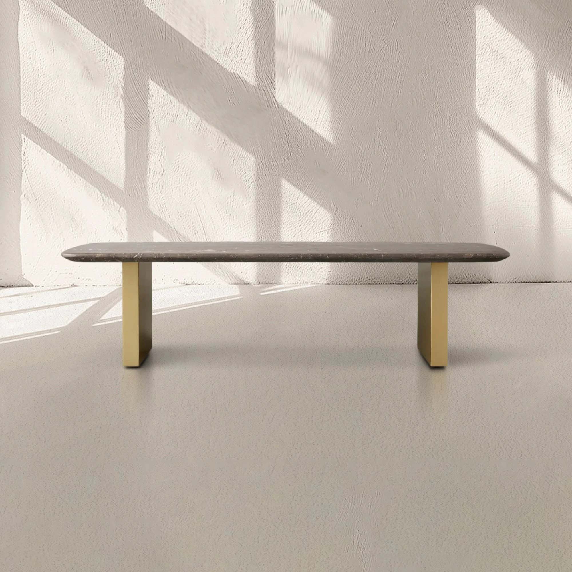 San Germani Espresso Stone Top Coffee Table 72" Center Tea Table with Clement Base