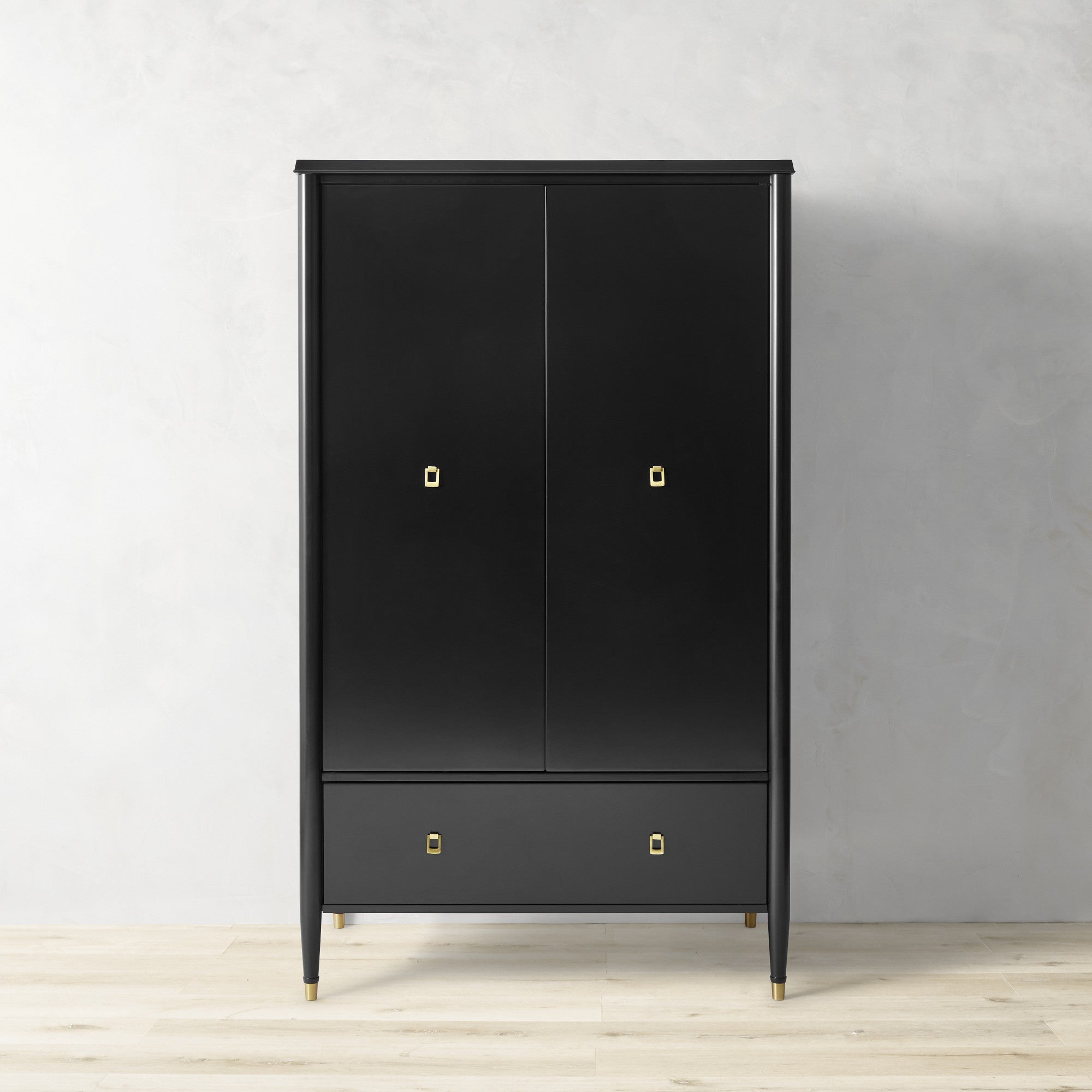 Lavenir French-Inspired Gloss Black Drawer Armoire