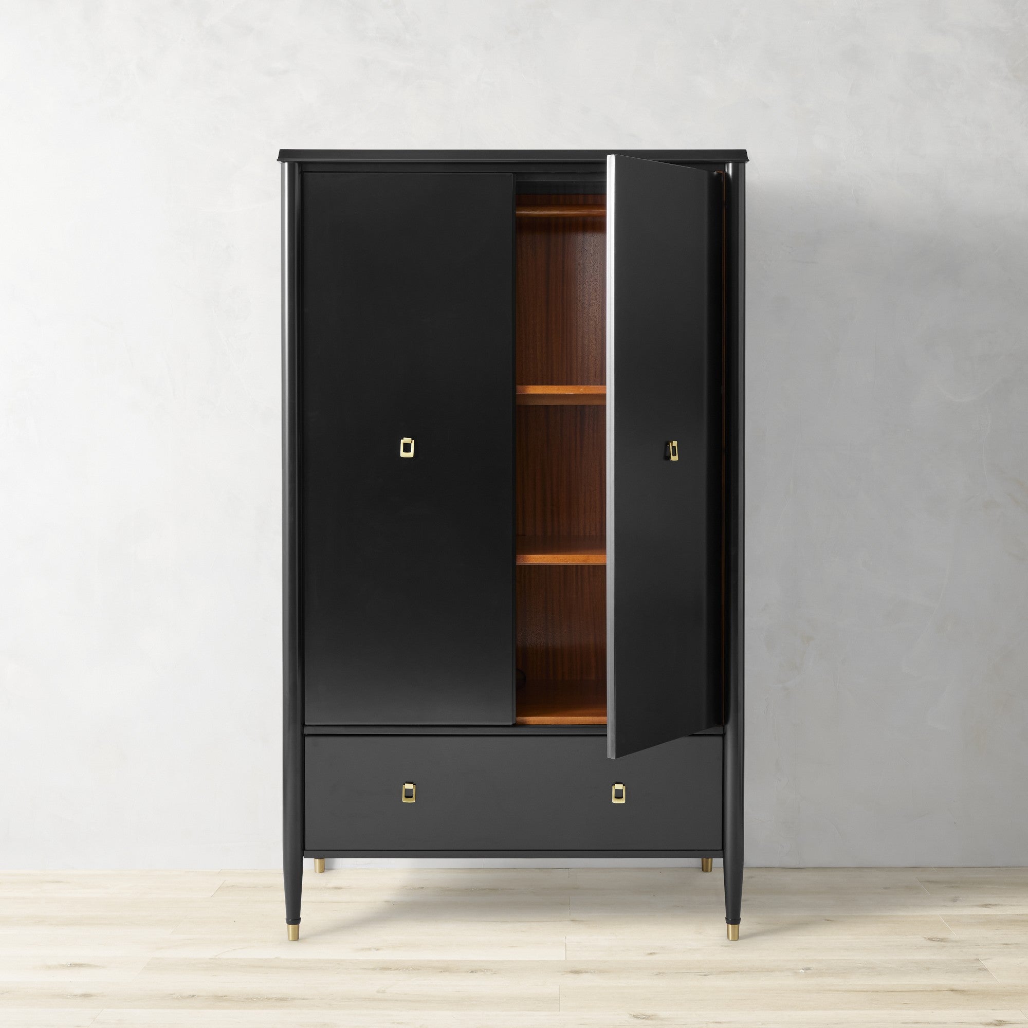 Lavenir French-Inspired Gloss Black Drawer Armoire