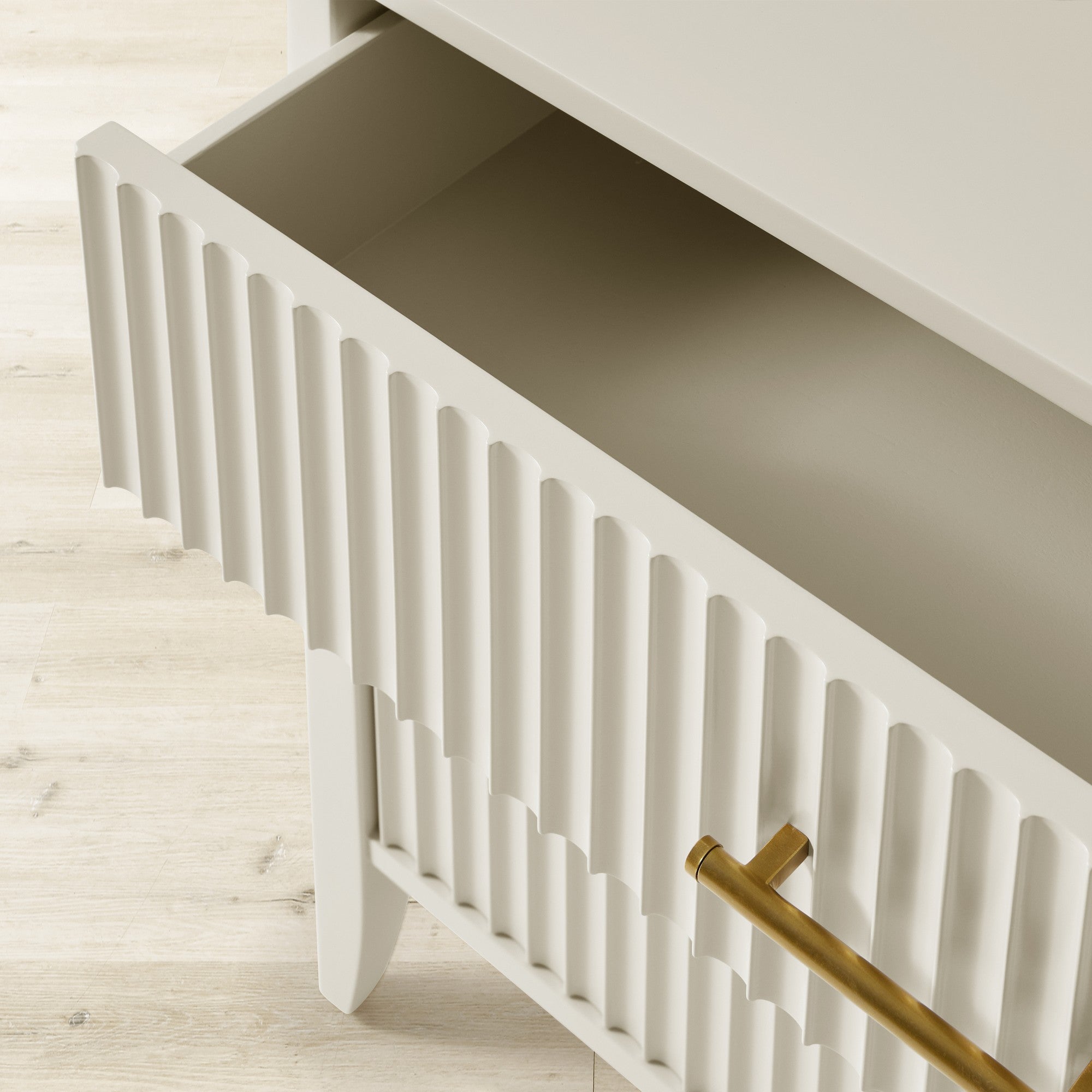 Louis 3-Drawer Fluted Nightstand Wood Bedside Storage Cabinet