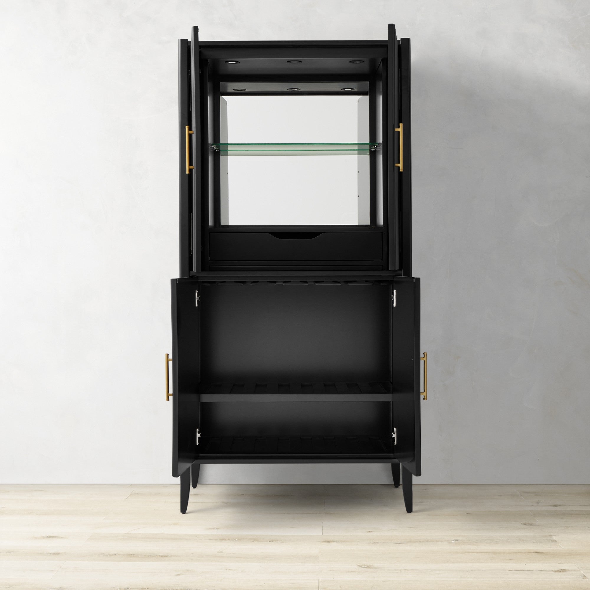 Louis Wood Bar Cabinet Constructivist-Inspired Wine Cabinet With Drawer