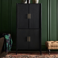Louis Wood Bar Cabinet Constructivist-Inspired Wine Cabinet With Drawer