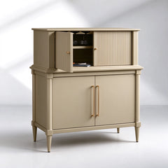 Oakleigh Reeded Bar Cabinet – Solid Wood with Brass Hardware