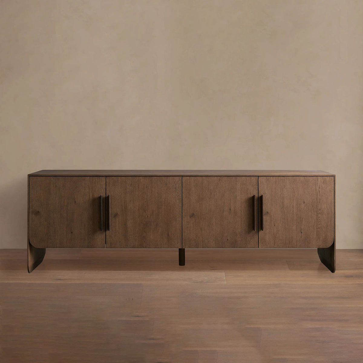 Felton Media Console Oak TV Stand Side Cabinet Television Storage Unit Wood Sideboard