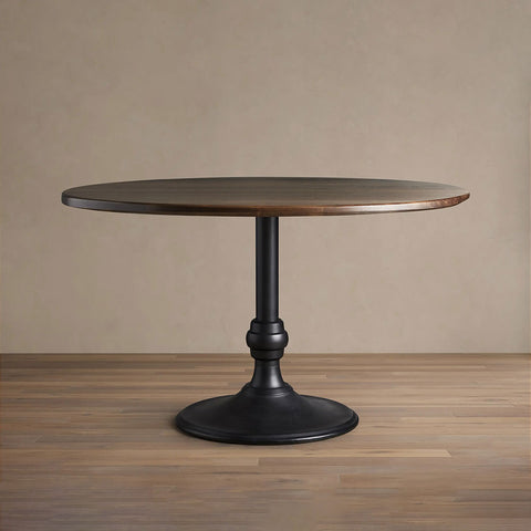 Jacob Round Dining Table with Wade Solid Cast Iron Base