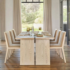 Carlisy Wood Rectangle Dining Table with Ash Wood Planks Top